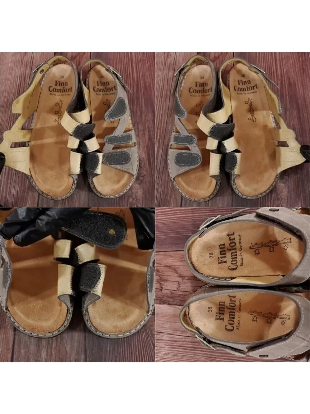 Finn Comfort Gomera Womens Size 38 US 7.5 Gray Leather Slingback Straps Sandals